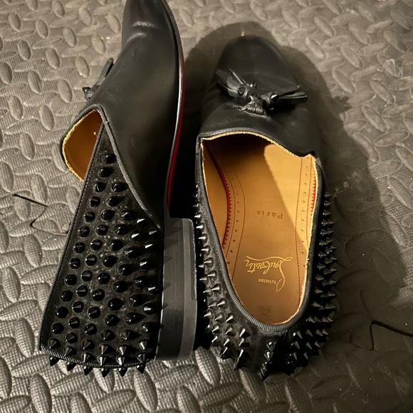 Christian Louboutin Black Studded Loafers - Picture 1 of 7